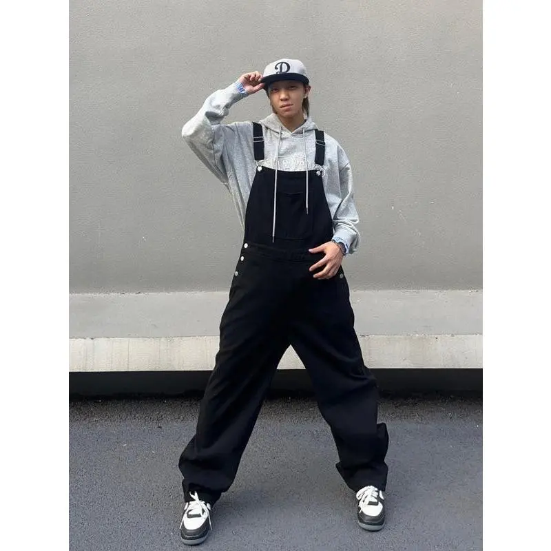 Loose Fit Vintage Bib Denim Overalls With Big Pockets