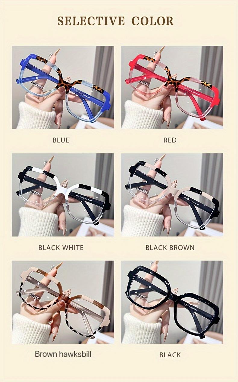 Ladies Elegant Square Frame Glasses, Stylish Contrast Design with Tortoiseshell Pattern, Lightweight Plastic Frame and Clear Lenses for Trendy Daily Wear