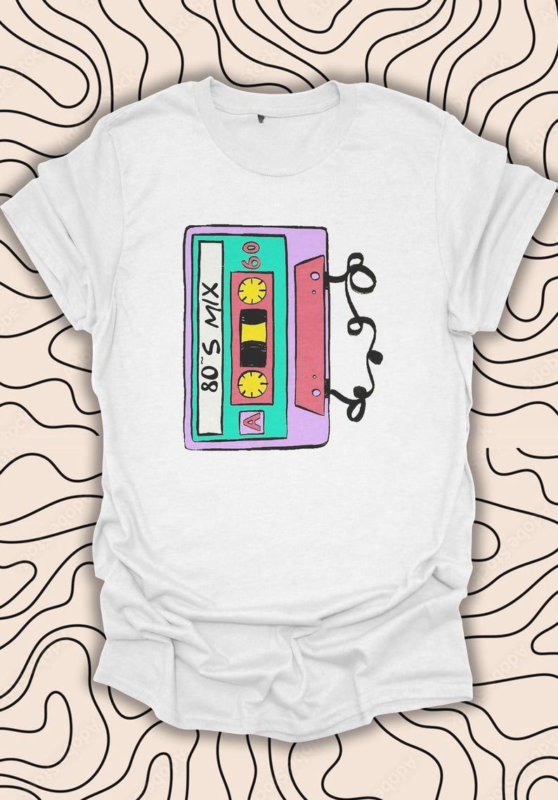 Retro Cassette 80's Mix Tape Graphic Tee, Vintage Throwback Music Design, Comfortable Unisex Fit for Men & Women, All‑Season Wear, Perfect Gift for Music Lovers