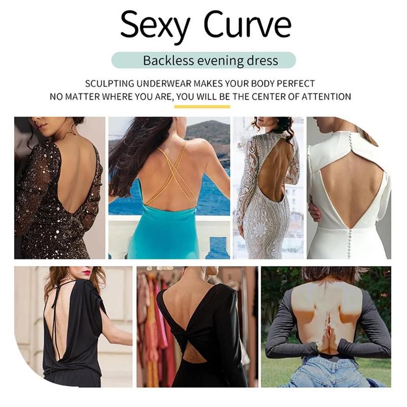Women Shapewear Backless Body Bra Shaper Deep Plunge Low Back Open Crotch Shapewear for Wedding Party Daily Use , Ladies Shapewear Strapless Deep U Plunge Bodysuit for Women Tummy Control Built In Bra Low Back Body Shaper