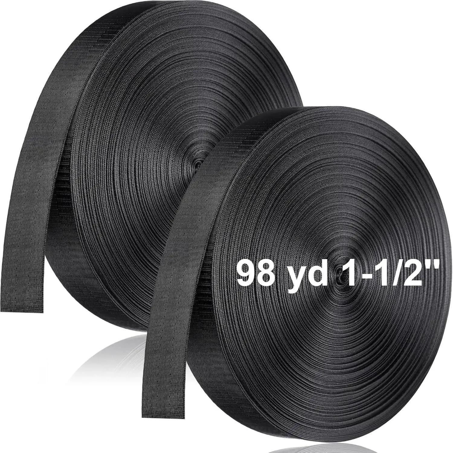 Heavy Duty Flat Nylon Webbing Strap, 2 Rolls 1 Inch 98 Yards for Dog Leash Seat Belt Climbing Outdoor Indoor Gear DIY Craft Making Repair