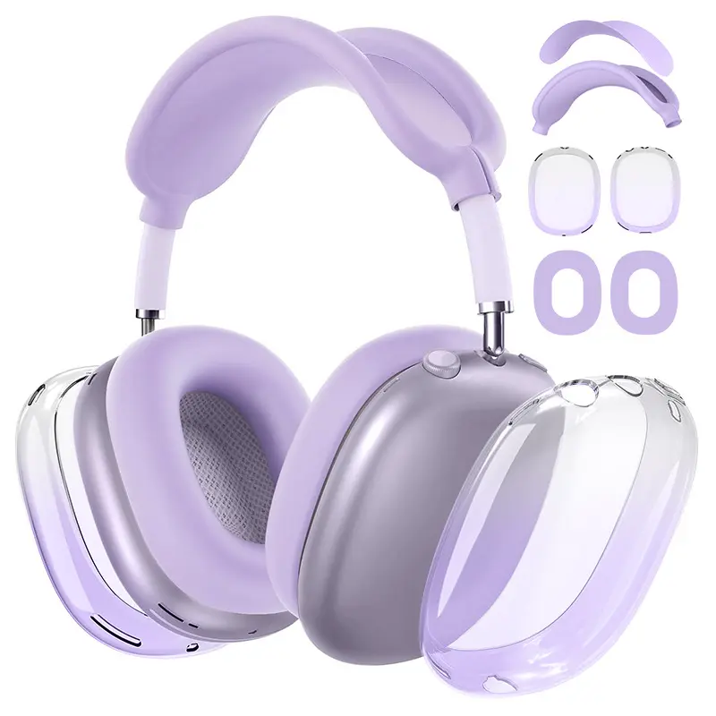 Gradient Transparent TPU Case for AirPods Max, Clear Protective Cover with Color Gradient Design