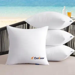 Outdoor Pillows Set of 4 18x18 Waterproof Throw Pillow Inserts, Decorative Water Resistant Pillow Cushion for Patio and Garden