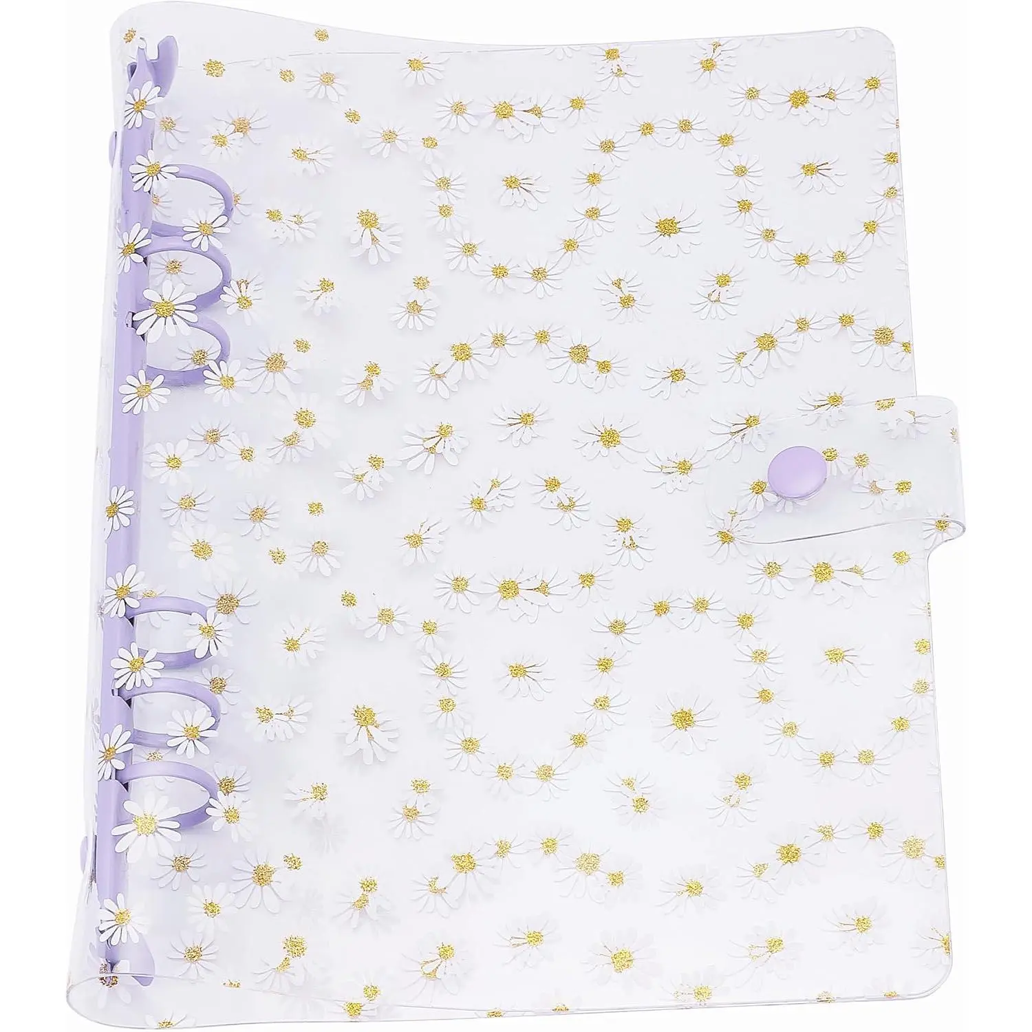 A5 Binder Cover 6-Ring PVC Floral A5 Planner Cover Notebook Binder Refillable Notebook Shell (6.7”x9.2”) for Round-Ring Planner Pages (Inner Paper Not Included)