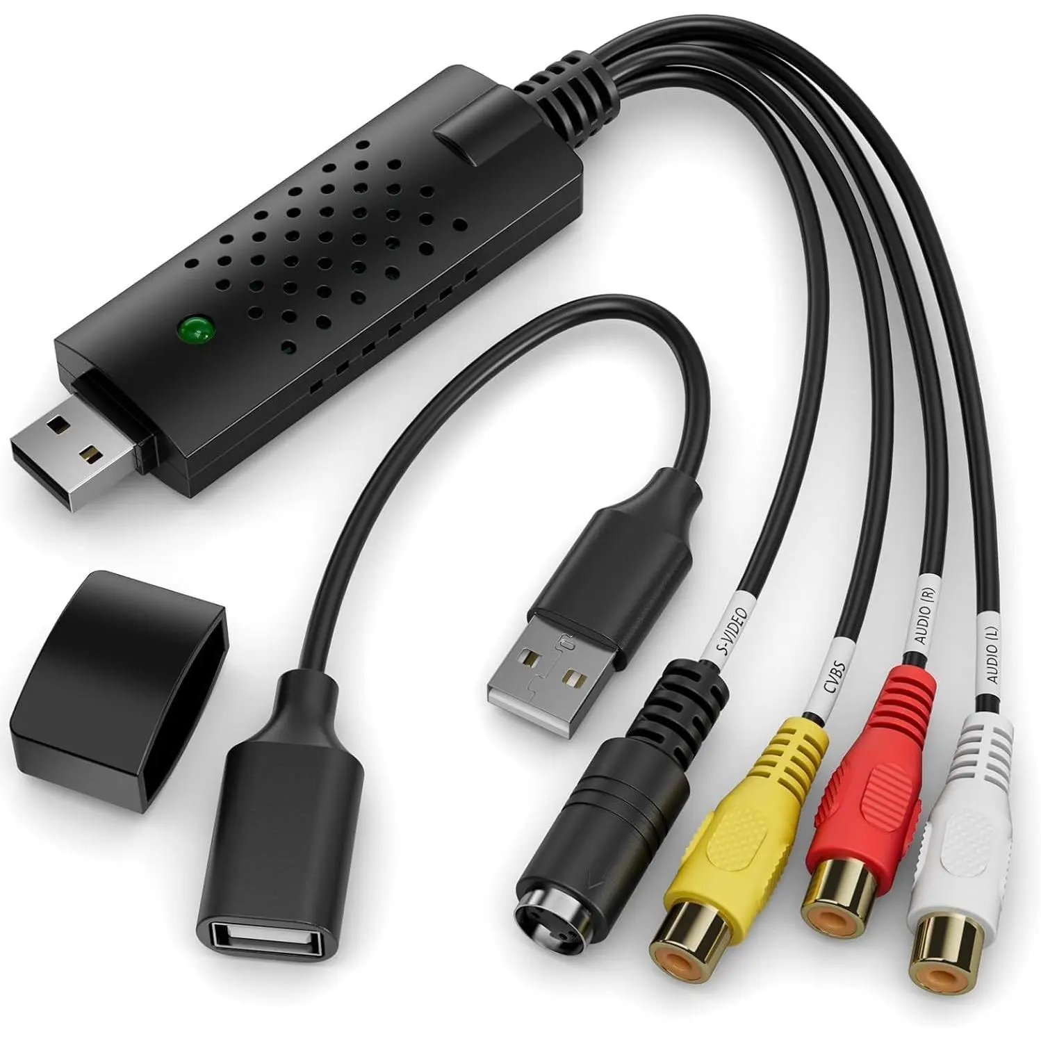 Capture Card, USB Video Capture Card Device, Audio Video Converter Grabber for  to USB-Convert VHS Mini DV VCR Hi8 DVD to Digital, for PC TV Tape Player Camcorder,  Windows Vista Compatible