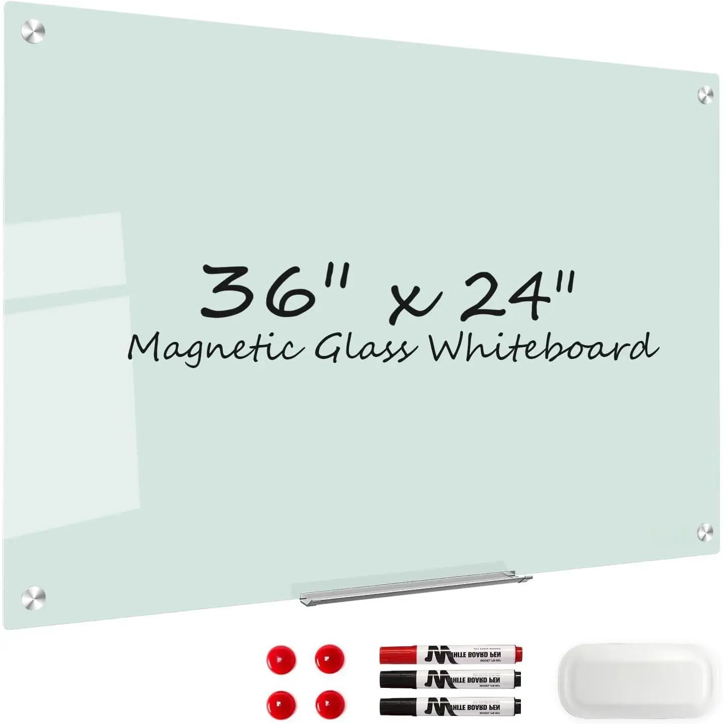 Glass Whiteboard 36x24  White Board Dry Erase Board for Wall |  Surface, Dry Erase, Large Frameless Glass Whiteboard, Ideal for Office  School Classroom Kitchen