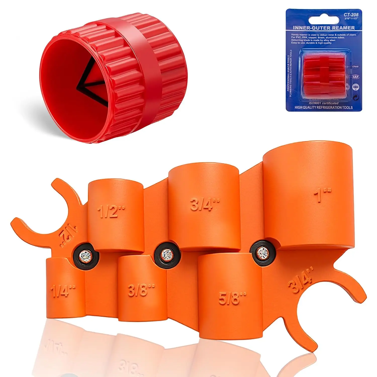 Pipe Deburring Tool Kit, 1/4'' to 1'' Adjustable, Inner/Outer Reamer for PVC, PPR, Brass, CPVC, PE-RT,  Tubing,  for  Chamfering and Smoothing