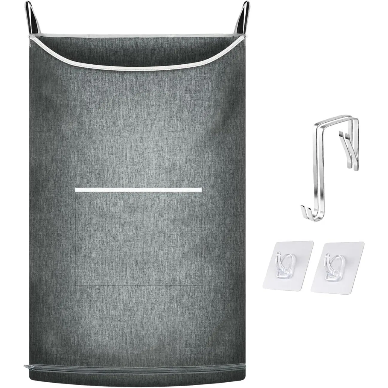 XL Hanging Laundry Hamper, Over the Door Laundry Hamper and Baskets, Wide Opening Hanging Laundry Bag,Hanging Hamper for Bathroom,Dorm,Chirstmas Gifts(Heather Grey, 36x22 Inch)