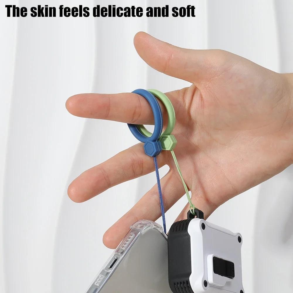 Soft Silicone Wrist Strap Lanyard for IPhone 15 14 Samsung S24 Xiaomi Keychain Lanyards Finger Ring Mobile Phone Hanging Rope