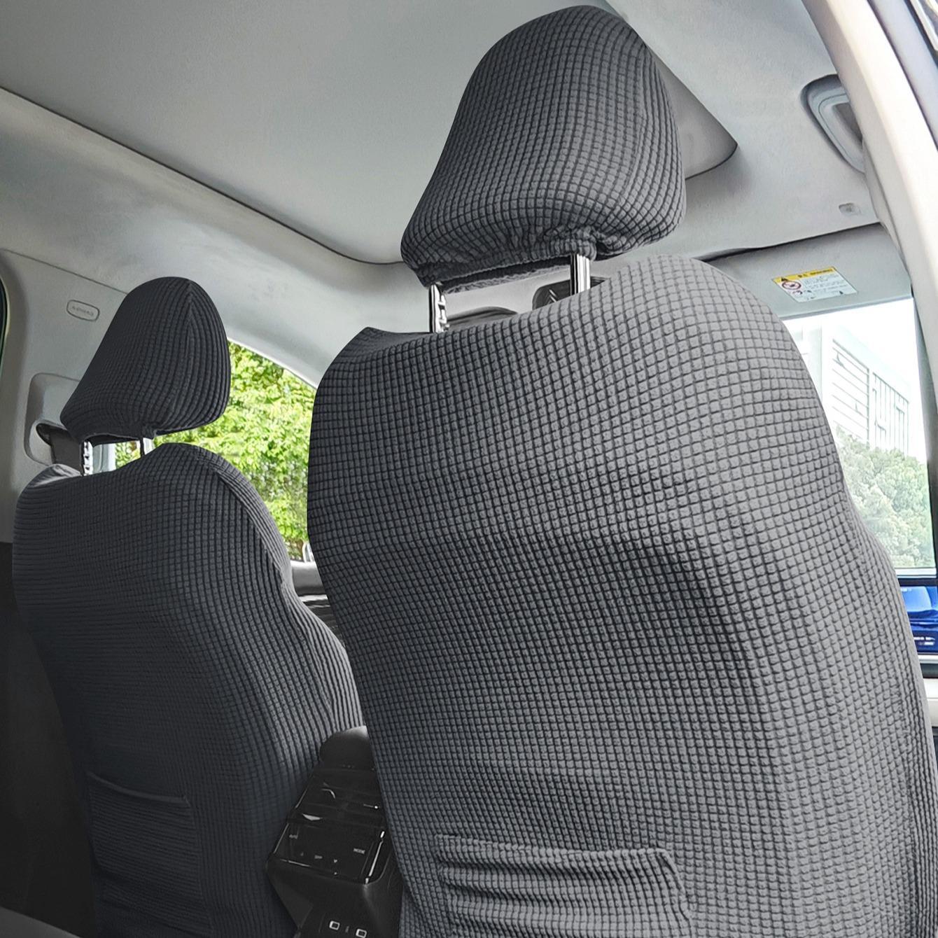 Solid Color Car Front Seat Cover & Headrest Cover, Dustproof Elastic Car Seat Protector, Universal Interior Seat Cover for Car & SUV