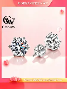 0.3/0.5/1/2 carat moissanite stud earrings, stylish earrings for both men and women, suitable for everyday wear, dates, parties, dances, Valentine's Day, birthdays, anniversaries, and graduation gifts