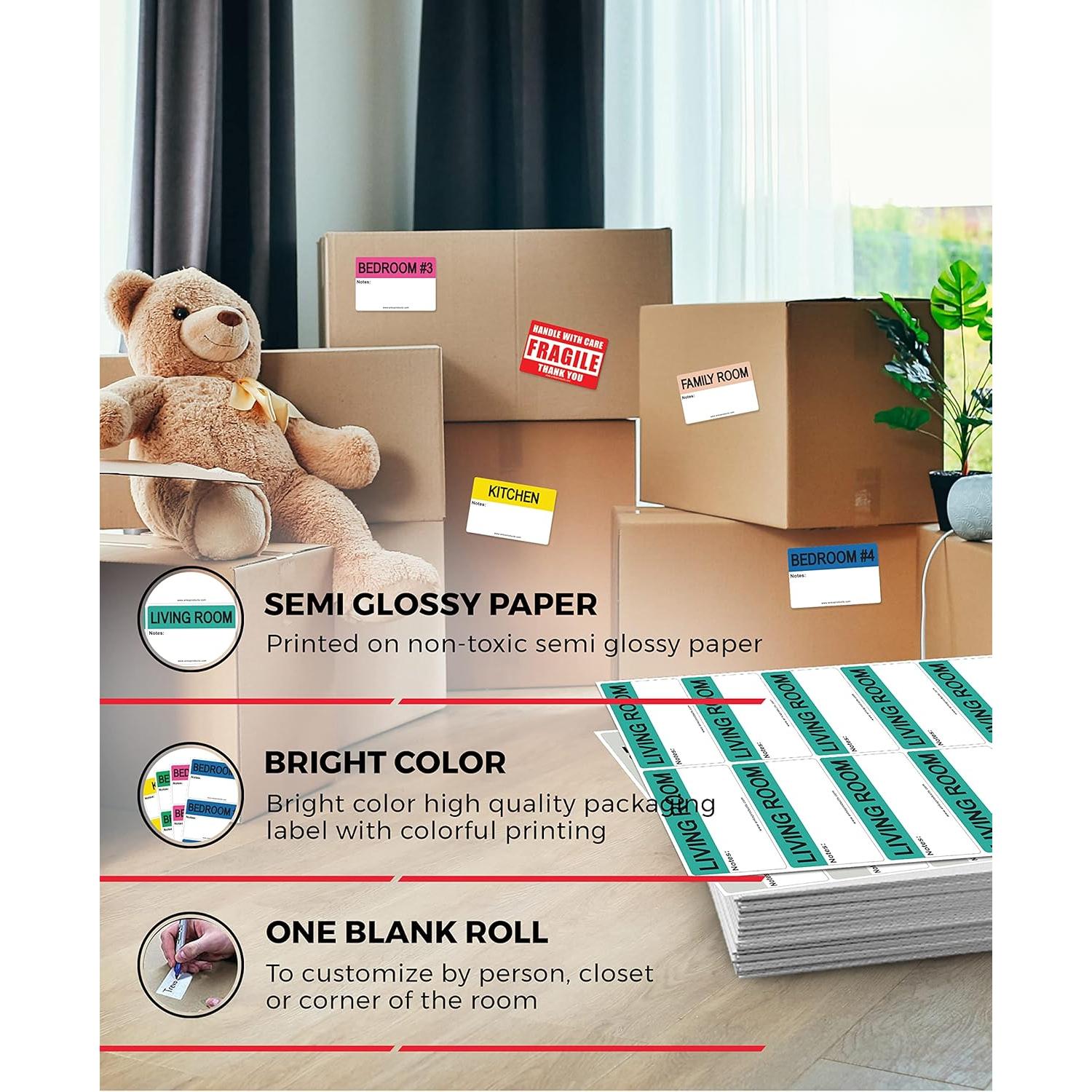 - 2 x 3 Inch Home Moving Packing Labels Stickers for Box - Color Coded ...