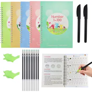 5 Pack Grooved Handwriting Practice for  with Disappearing Ink Pens,  Tracing Books for  Ages 3-8,Letter,Numbers,Math,Draw, Magic Grooved Workbooks