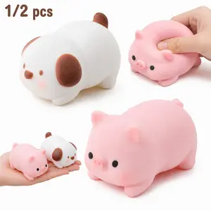 1/2 pcs Squishy Stress Dough Balls, Squeeze Stress Toys Bulks for Teens, Dog & Pig Slow Rising Squeeze Ball, Sensory Fidget Squishy Toys for Anxiety Relief, Party Favors & Birthday Gift