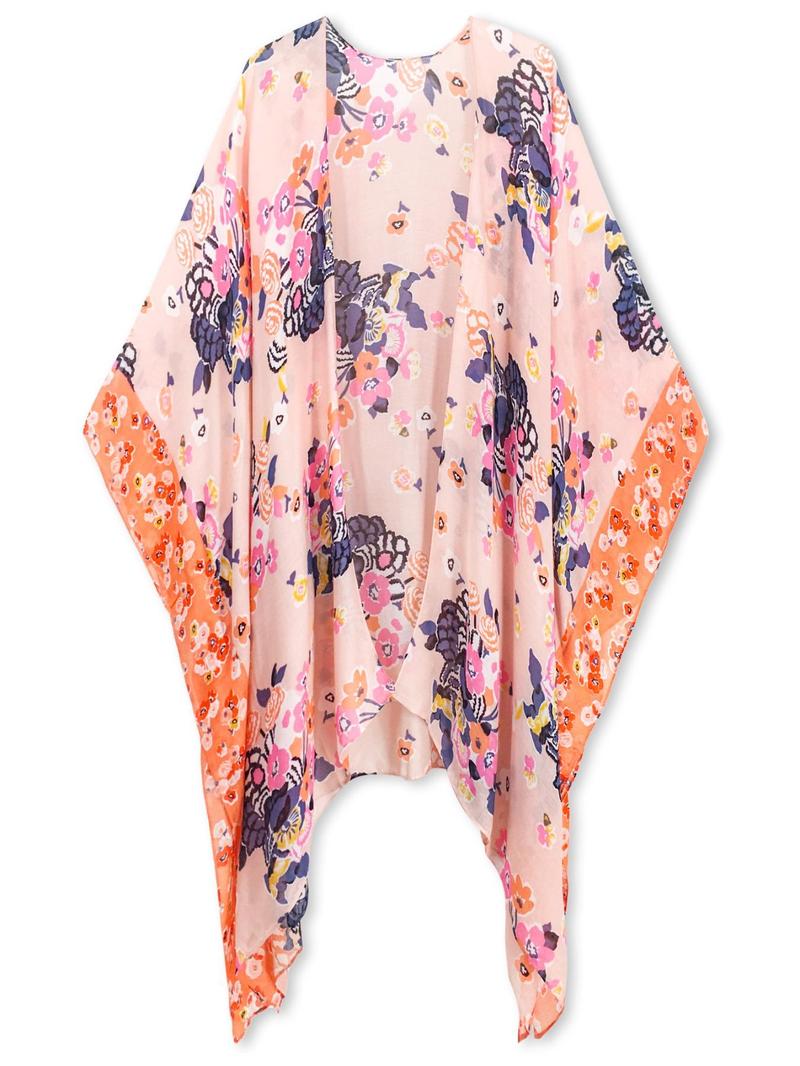 Women's Floral Print Kimono, Casual Open Front Cover Ups Outerwear for Beach Vacation, Ladies Clothes for All Seasons, Clothing, Womenswear