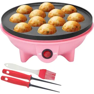 8 Inches Nonstick Electric Takoyaki Maker With Free Tools for Octopus Ball Cake Pop Ebelskiver