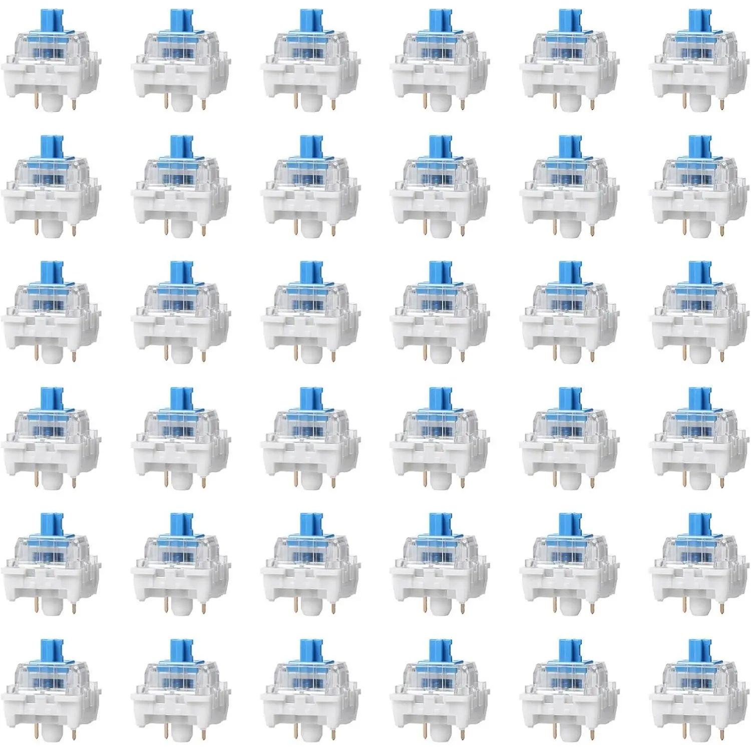 36-Count Blue 3-Pin Clicky Tactile Mechanical Keyboard Switches with Clicky Sound, ABS Copper, Hot-Swappable DIY Kit for Compatible Keyboards, Prints & Gaming Use