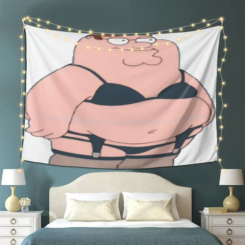 Peter Griffin Sexy Lingerie Wall Tapestry - Funny Family Guy Meme Banner, Cursed Art Decor with Soft Fabric, Machine Washable Humorous Piece for Dorm Room, College Bedroom