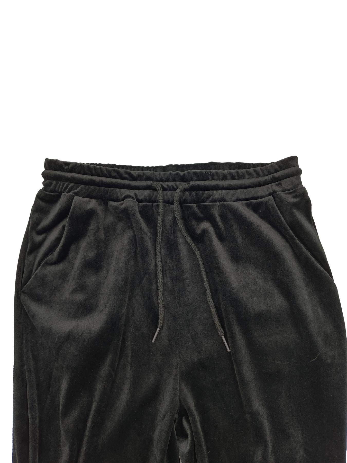 Two-Piece Set Women's Solid Knit Zip Up Hoodie & Drawstring Waist Pants, Casual Fitted Long Sleeve Hooded Top & High Waist Trousers for Daily Wear, Ladies Outfits for All Seasons