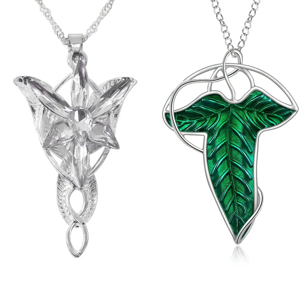 2pcs Gift Box Fairy Leaf Pendant Chain Necklace and Leaf Necklace, Movie & TV Props, Perfect for Daily Party Cosplay, Ideal Gift for Friends or Loved Ones, Party Accessory, Gift Giving, Leaf Pendant Necklace, Fairy Theme, Nature Inspired, Durable