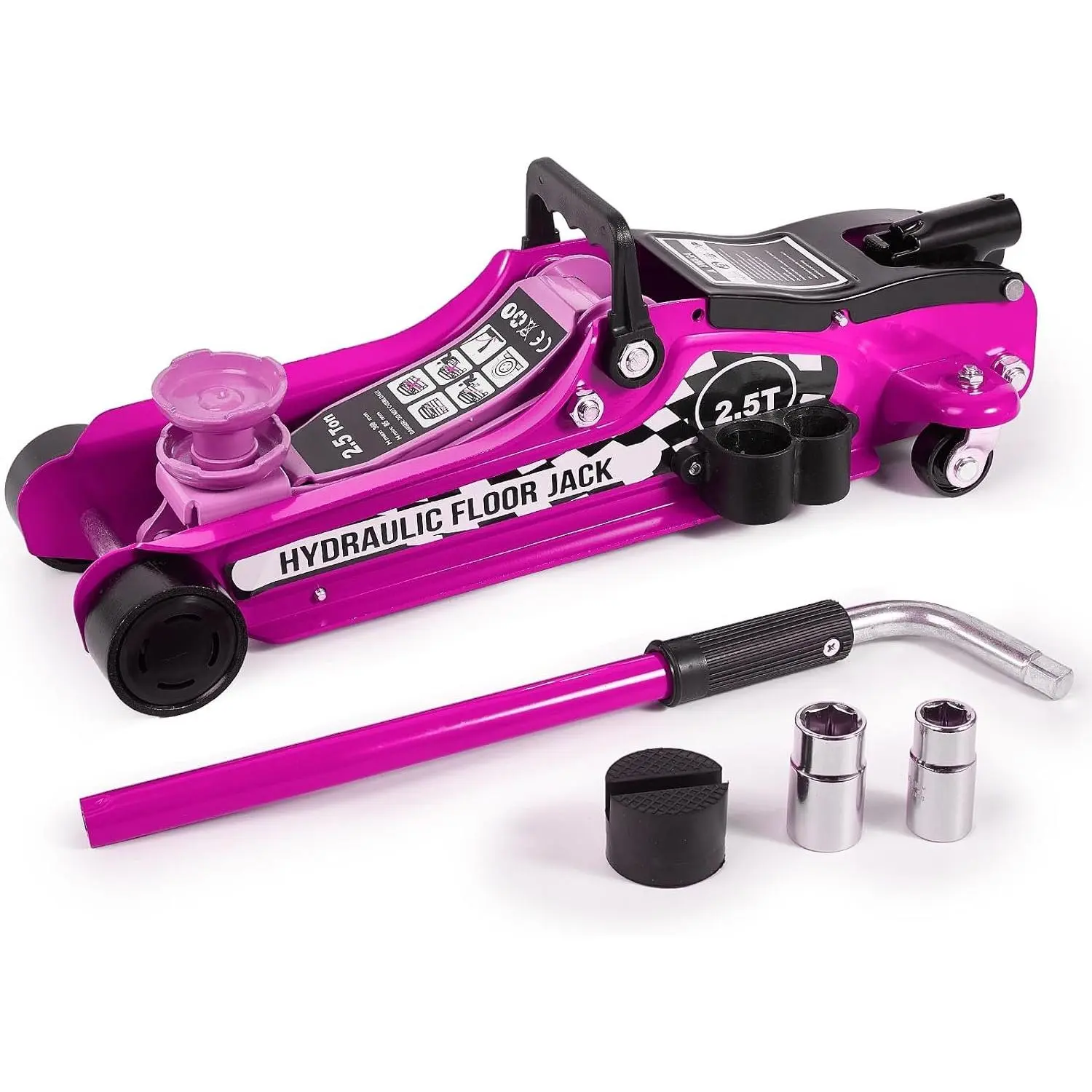 Floor Jack Kit 2.5 Ton (5,500 lbs) |  Jack - Hydraulic Low Profile Trolley Jack - Tire Tool for SUV and Auto with Lug Wrench