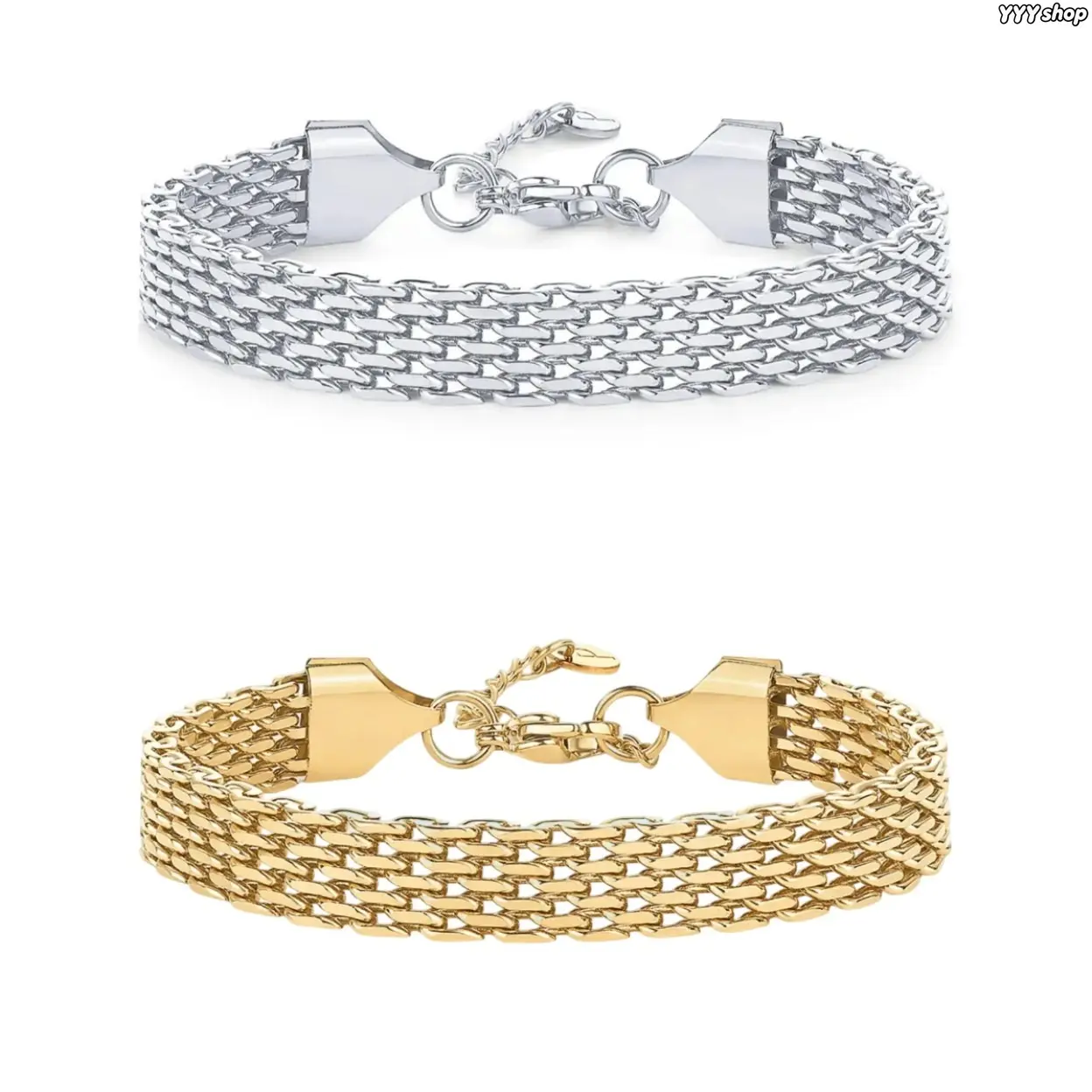 Women’s Waterproof Chunky Chain Bracelet, Trendy  Adjustable Stainless Steel Wrist Jewelry, Lightweight Hypoallergenic Bold Link Accessory For Daily Casual, Street Style & Holiday Gift Giving ,summervibes