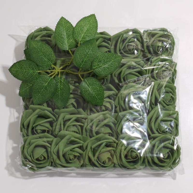 25pcs/Lot High-Grade White PE Rose Artificial Flower Head With Stem DIY Bouquet Wedding Party Decoration Scrapbook Supplies