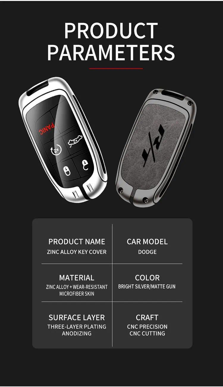 Zinc Alloy Car Key Case For Dodge RT Challenger Charger Journey RAM Remote Control Protector For DODGE R/T Logo Car Key Cover