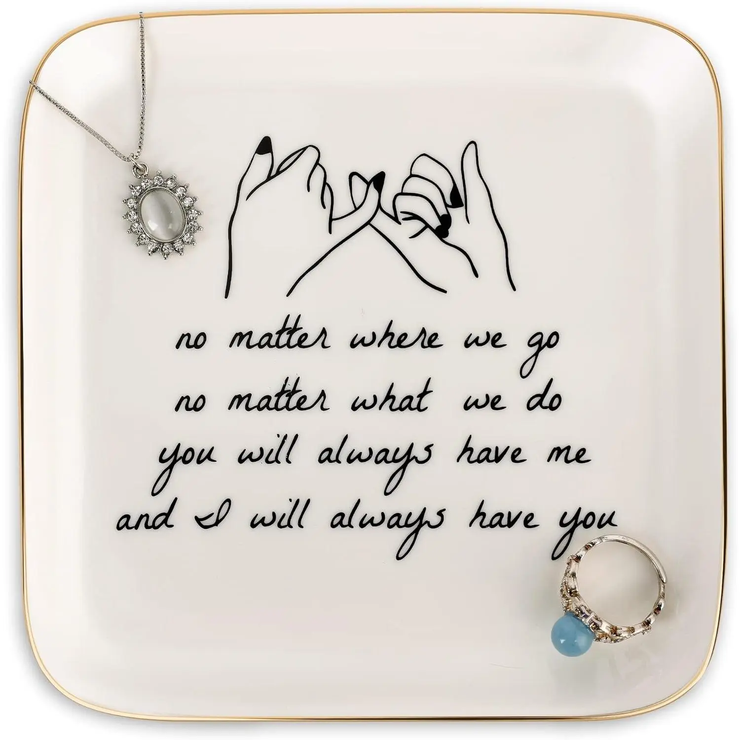 Friendship Ceramic Ring Dish for Women - Sentimental Going Away Gift, Best Friend Keepsake with Heartfelt QuoteGift
