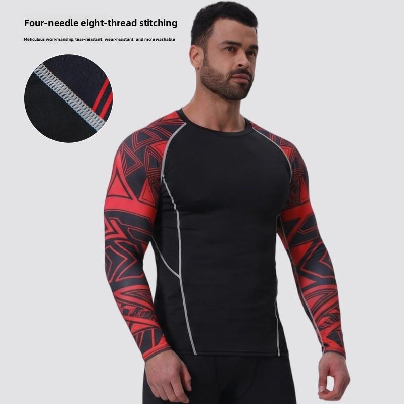 Outdoor cycling clothes, running basketball training, sports clothes, fitness clothes, tops, flower arms, long sleeves, high elastic tights, quick-drying clothes. workout