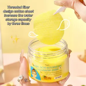 50pcs Kojic Acid Turmeric Cleansing Pads, Daily Glow-Up Essential, Cotton Material, Ideal for Skin Care Routine, Perfect for Face Washing