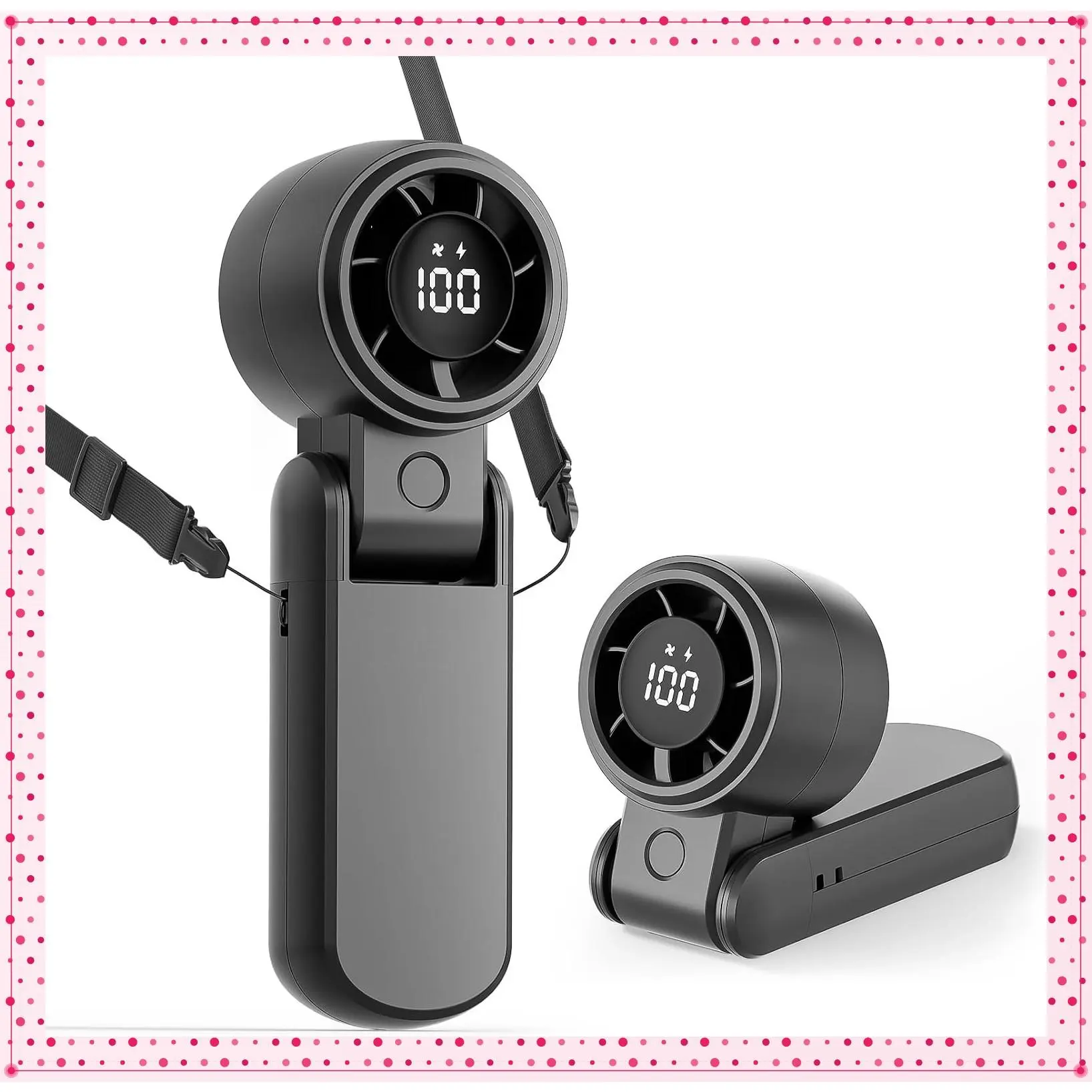 Portable Handheld Turbo Fan, Rechargeable Mini Travel Fan with LED Display, 4000mAh Battery, Powerful Turbo Wind, Handheld Desk & Neck Use, Personal Cooling Fan for Outdoor TripGift
