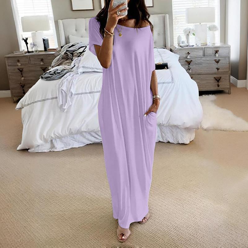 Women's loose casual striped dress, roundneck short sleeves comfortable home wear,elegant Victorian style for autumn and winterSeasons