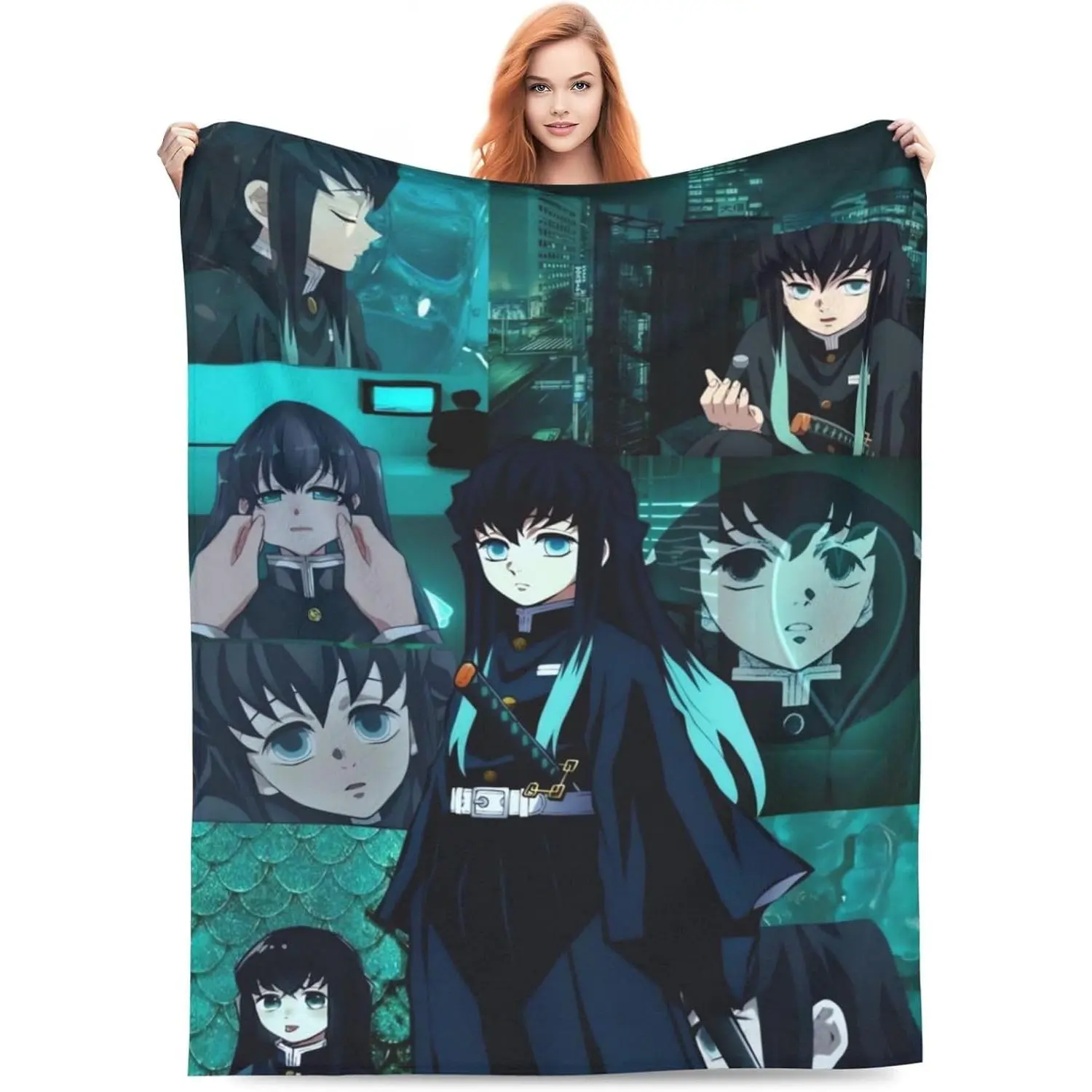 Muichiro Tokito Throw Blanket Couch Bed Sofa Soft Lightweight Warm Cozy Flannel Fleece Bed Blanket for Kids Adults Gift Multiple Soft Fluffy All Season Throw Blanket, Lightweight Cozy Bed Cover for Sofa Bedroom Travel, Perfect Warm Gift for Birthday Chris