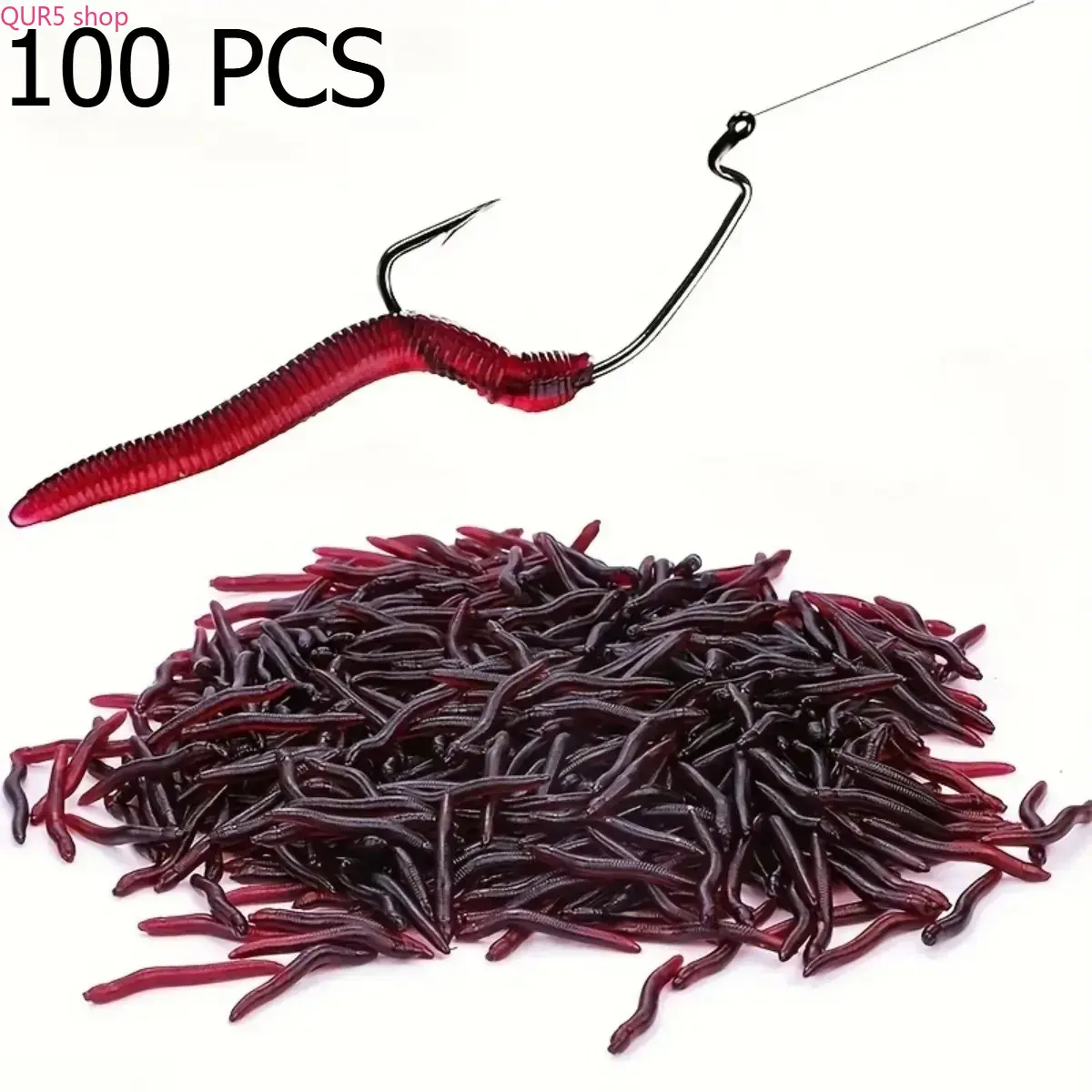 100PCS Realistic Red Soft Earthworm Lure Set, Durable Soft Plastic Baits With Lifelike Wiggling Motion, Finesse Tackle For Trout Crappie Perch Catfish, Ideal Freshwater Fishing Gear For All Anglers