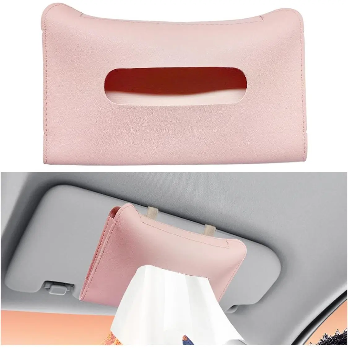 Visor Tissue Holder - Leather Tissue Box Holders  Mask Dispenser -   Napkin Holder Auto Tissues Dispenser - Rectangular Mask Holders Sun Visor Accessory for  ()