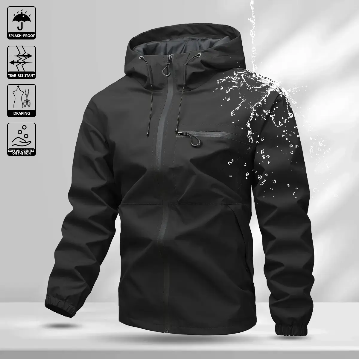 Men's Everyday Outdoor Tactical Windbreaker Jacket Waterproof Zipper Hiking Camping Coats Streetwear Male Clothing Fashion Techwear cozy soft cool clean chic active sporty casual premium classic stylish durable trendy relaxed comfy modern vibe Multi-Color