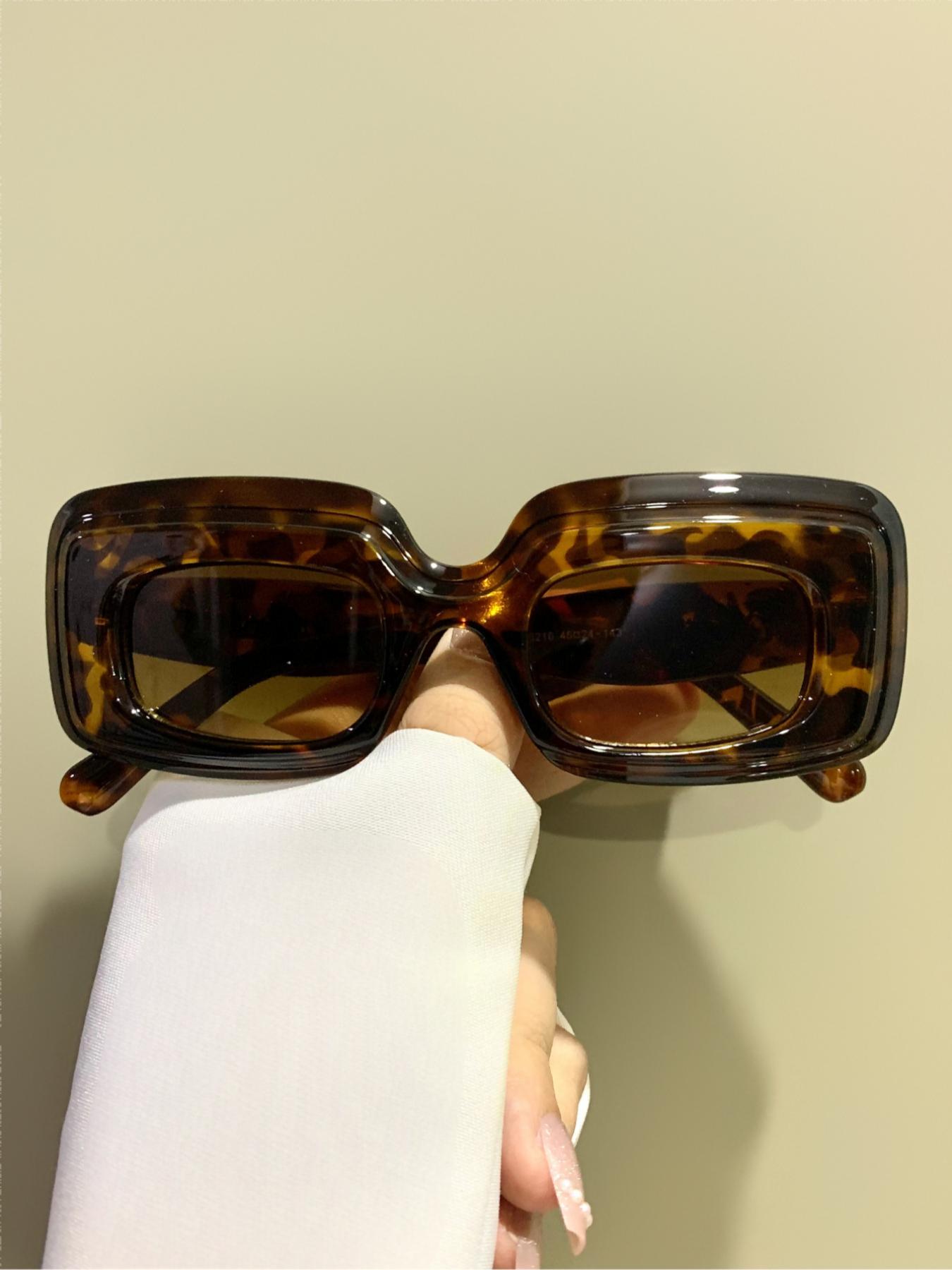 Y2K Style Rectangle Frame Glasses, Trendy Casual Glasses for Women and Men, Fashion Accessories for Everyday Use and Outdoor Activities, Trendy Beach Eyewear