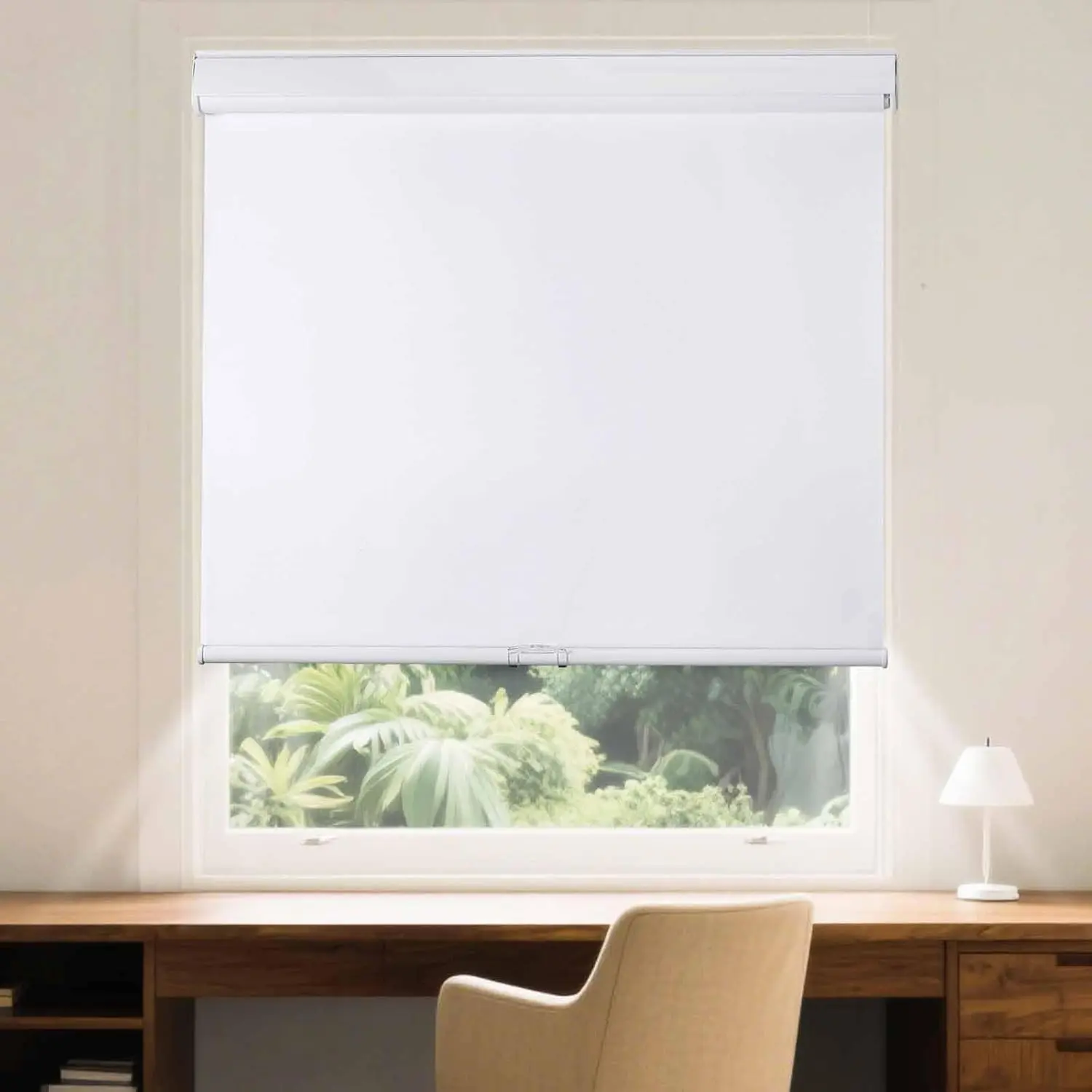 Roller Window Shades Free-Stop Cordless Blackout Blinds, Thermal Insulated Pull Down Shades for Windows, UV Protection Fabric Roller Blinds for Home Office (36" Wx72 H, White)