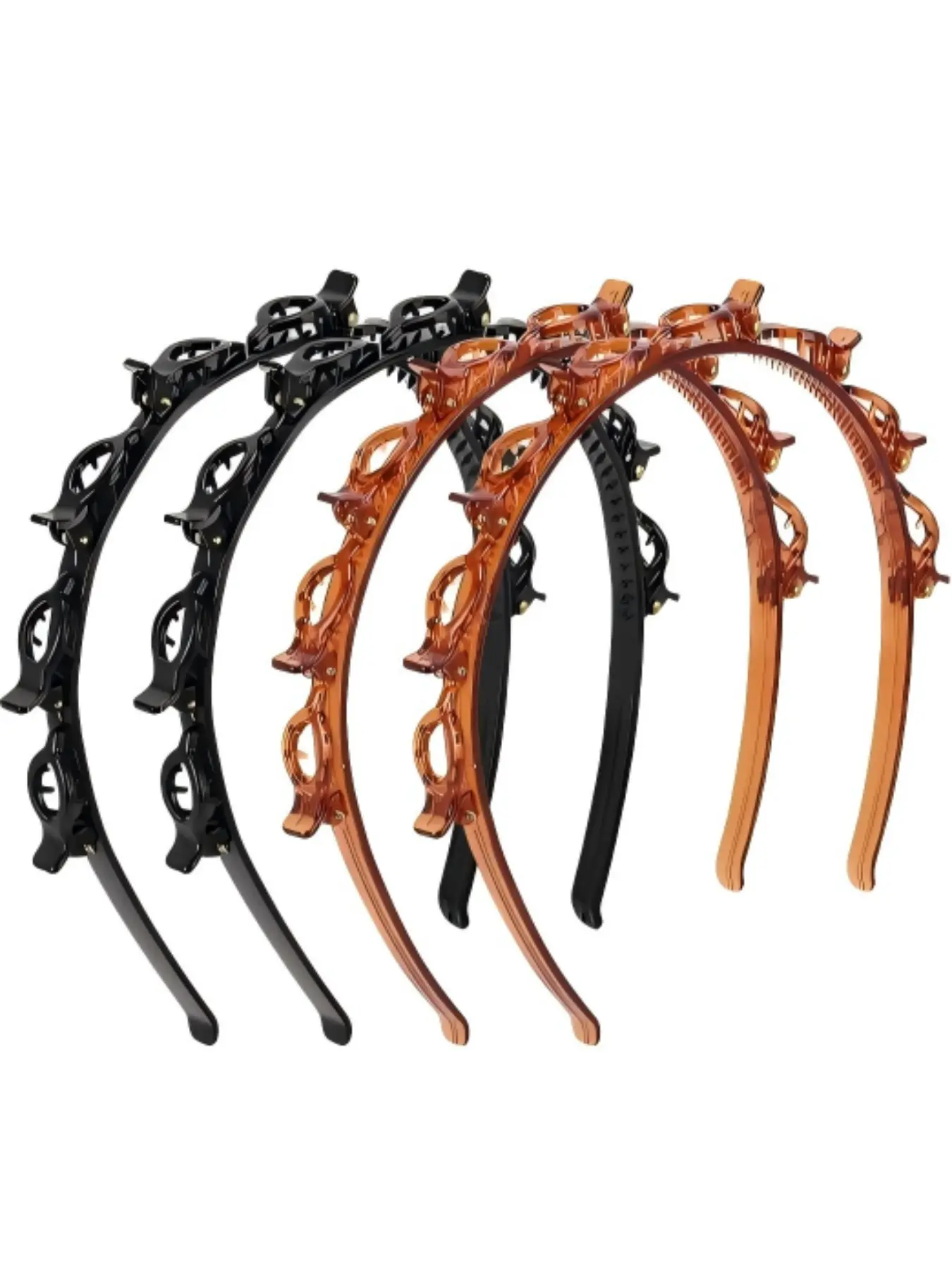 2 Piece Bangs Hair Clips Headbands, Professional Braiding Bangs Clip, Toothed Headband Braiding Tool, Women Girls Fashion Accessories ( and )