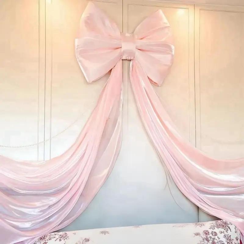 Giant Bow Party Decoration, Ice Satin Skirt Tail, 13.1ft Elegant Holiday Decor, Polyester Hanging Ornament for Weddings & Celebrations