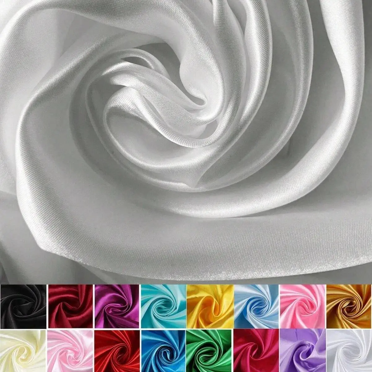 Premium Smooth Satin Fabric Cloth Shiny Bright Satin Material for Wedding Dress DIY Sewing Costume Party Decoration Gift Box