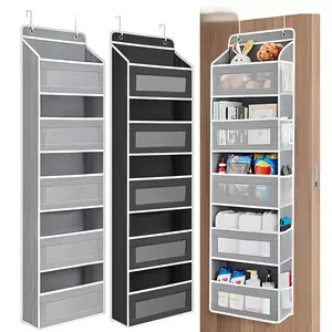 5-Tier Hangable Behind-Door Plastic Organiser, No-Drill Multifunctional Storage Rack, 44.0LB Capacity, Sturdy Anti-Tip Design for Bedrooms, Bathrooms