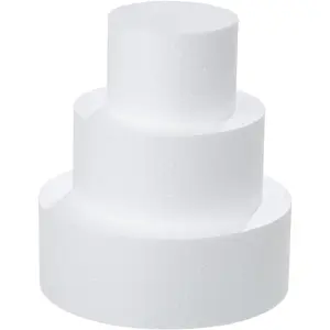 3 Tiers Round Foam Cake Dummies Set 4" 6" 8" White Fake Practice Cake Dummy 9 Inch Tall for Christmas Wedding Supplies Baby Shower Birthday Cake Decorating Display