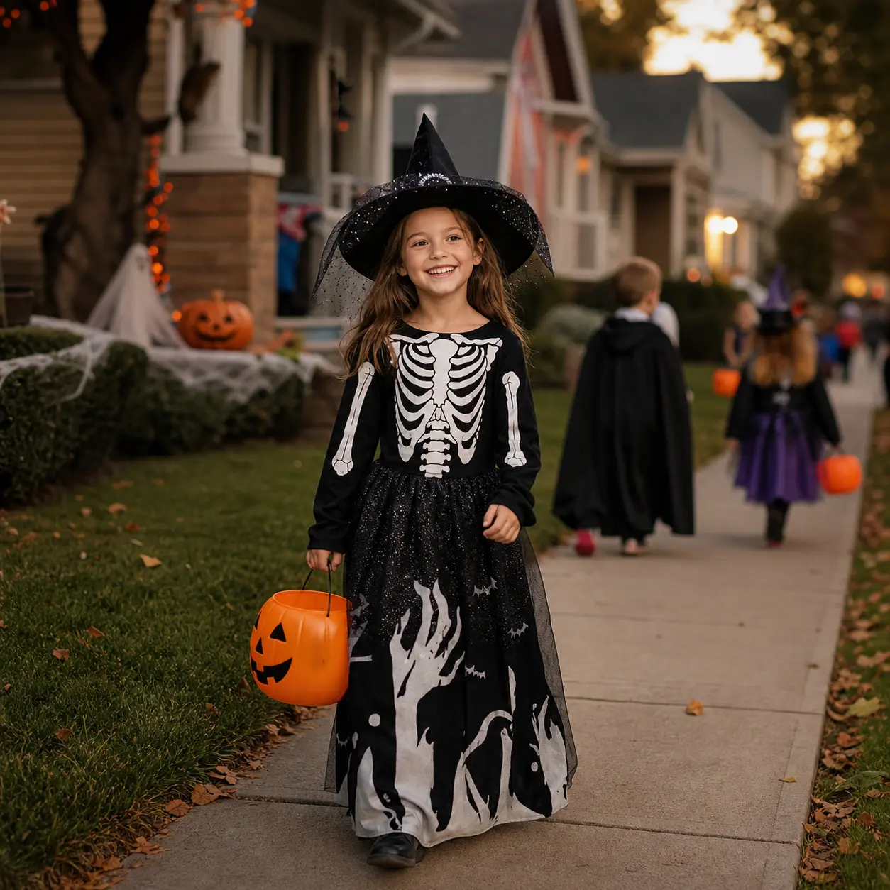 Glow in the Dark Skeleton Costume for Women - Halloween Grim Reaper Cosplay Bodysuit, Spooky Party Dress Up Jumpsuit for Girls