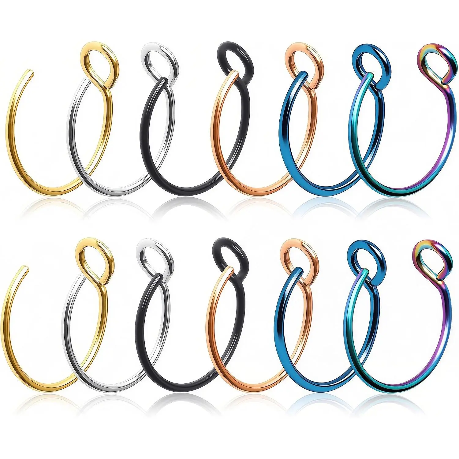 12 count  Nose Ring Hoop,  Clip  Nose Ring Hoop, Non Pierced Septum Ring Clip  Lip Rings, Nose    Piercings Septum Lip Double Hoop Nose Ring Hoop for Women Men