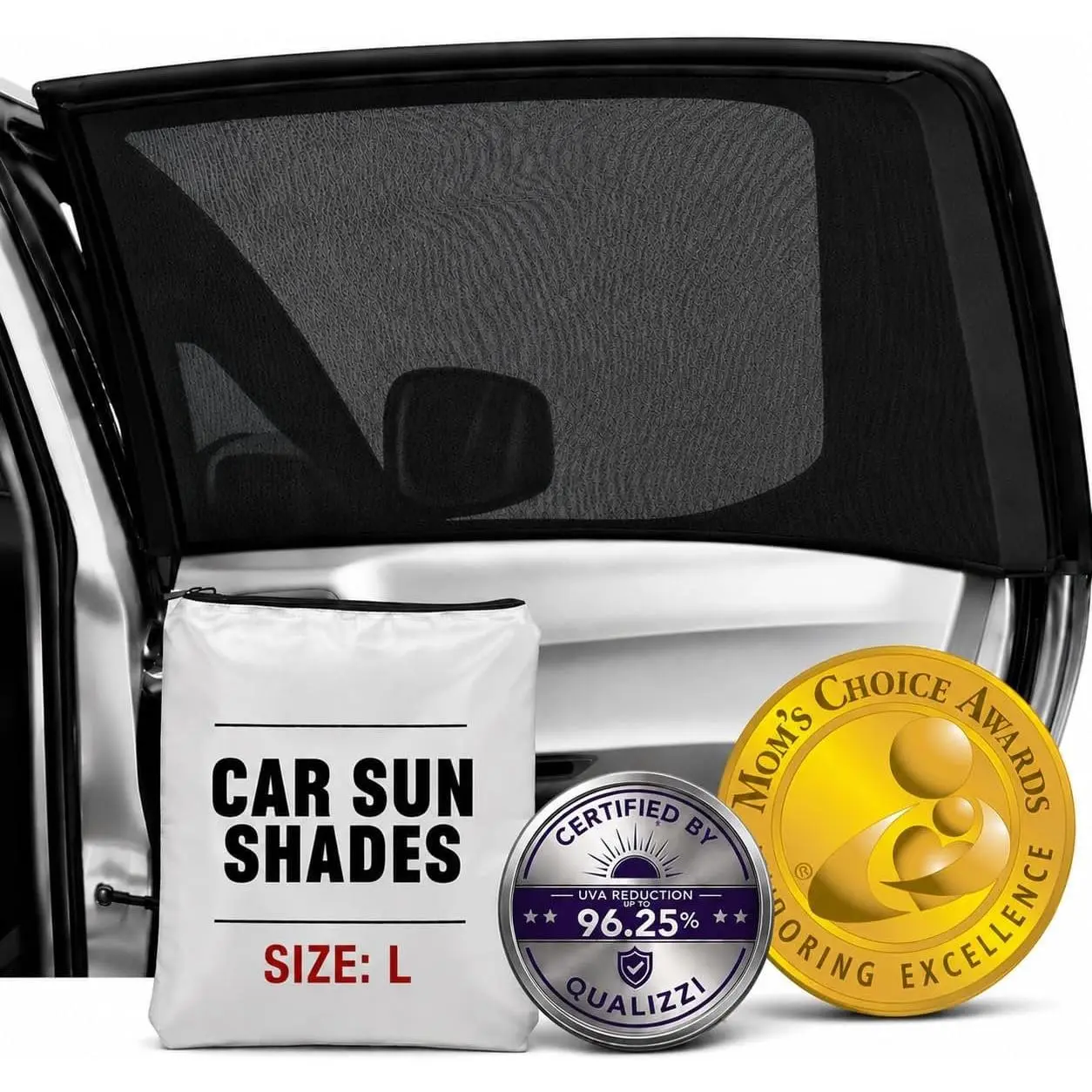 L/ Window Shades for , 8 Sizes/2-Pack for Side Windows. 17-19.5" Hx 38-40" W Windows Range. Full-Coverage Mesh, Sun & Heat Block.  Screen for  Camping. 96.25% UV Protection. (R)