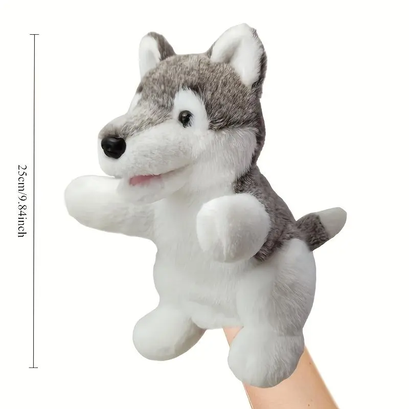 Wolf Plush Hand Puppet - Animal Theme, Manual Power, Plush Fabric Cuddly Fluffy Toy for Interactive Pet Play