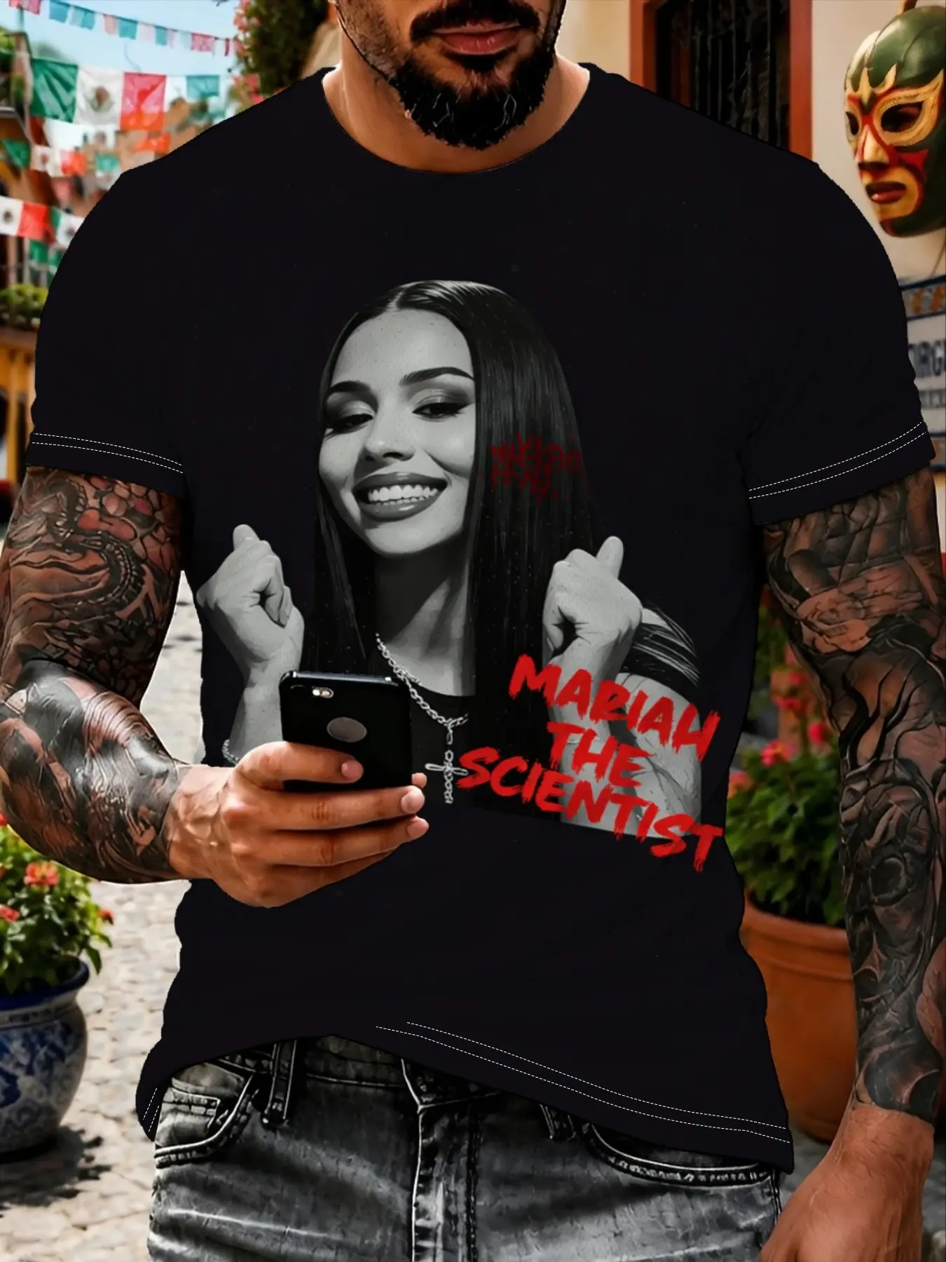 Men's Sporty Short Sleeve T-Shirt, Quick-Dry Breathable High Elasticity, Loose-Fitting Streetwear, Brokey Print, All Seasons