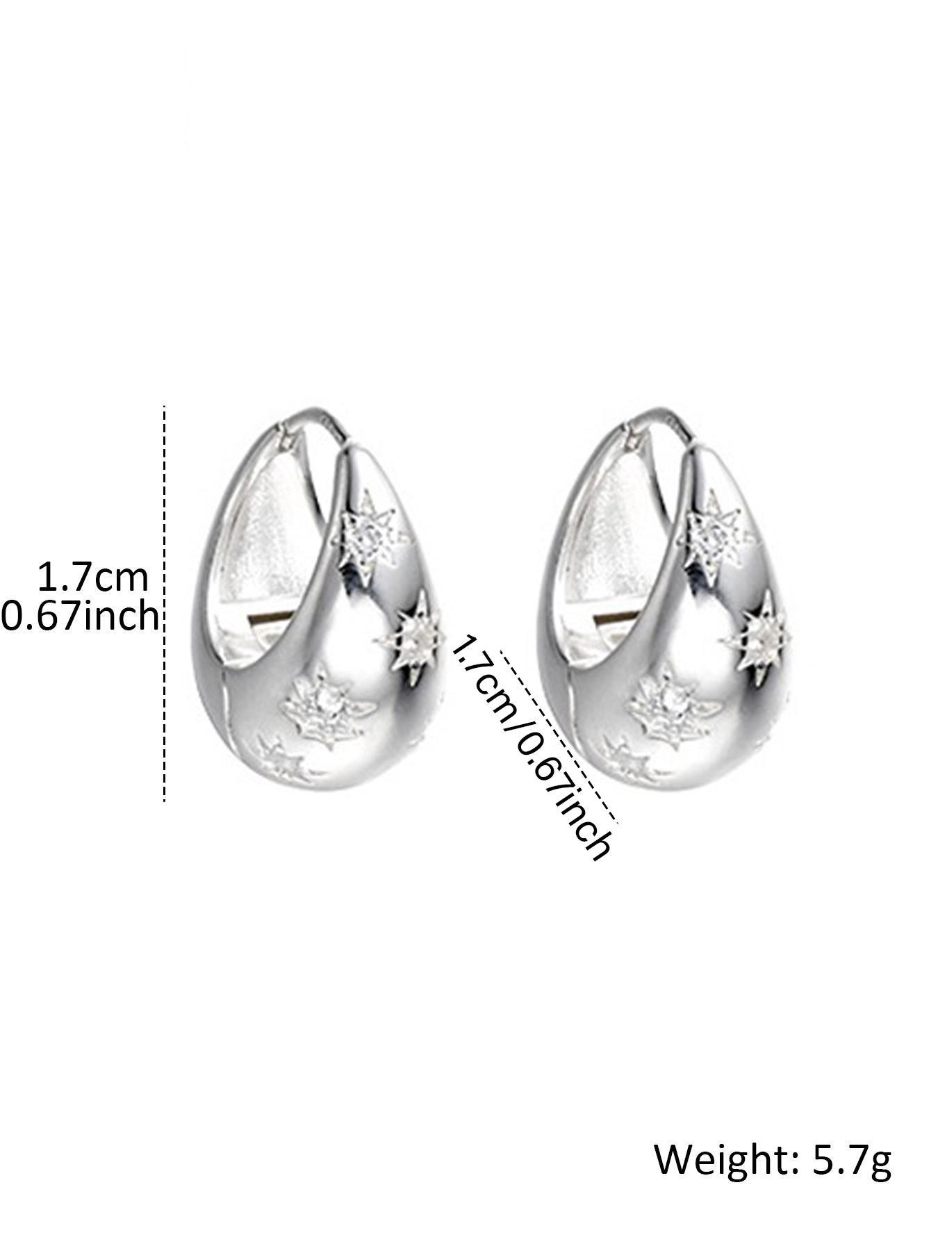 Women's Elegant Rhinestone Decorated Boat Shaped Hoop Earrings, Exquisite Trendy Hoop Earrings, Fashionable Jewelry for Party & Daily Decor